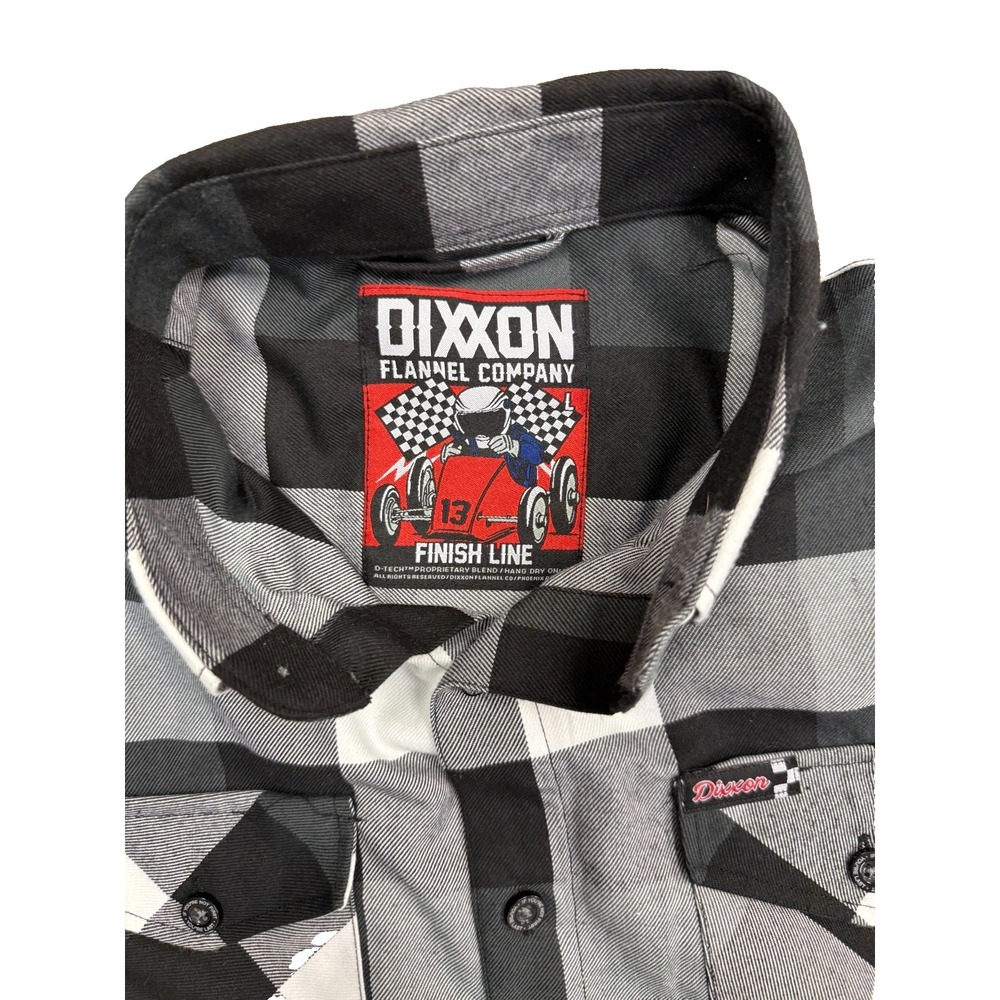Dixxon Flannel Mens Finish Line Long Sleeve Black White Flannel Shirt L - Picture 4 of 4